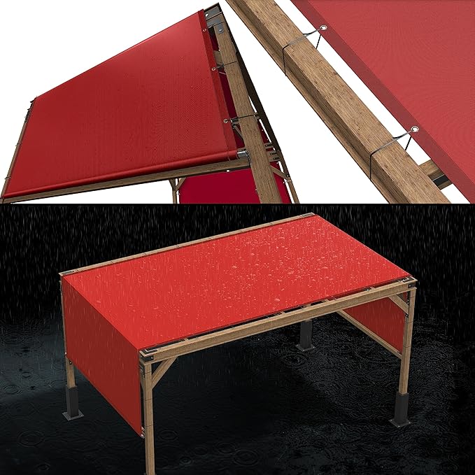 ColourTree 6' x 30' Red Custom Size Waterproof Shade Cloth with Grommets - 90% Sunblock, Durable Mesh Fabric Tarp for Dog Kennel Cover, Fence Privacy Screen, Greenhouse, Coop & Pet Playpen