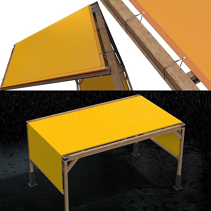 ColourTree 8' x 8' Yellow Custom Size Waterproof Shade Cloth with Grommets - 90% Sunblock, Durable Mesh Fabric Tarp for Dog Kennel Cover, Fence Privacy Screen, Greenhouse, Coop & Pet Playpen