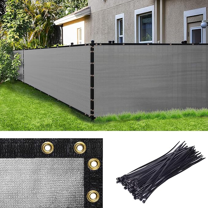 ColourTree 2' x 17' Grey Custom Size Shade Cloth with Grommets - 90% Sunblock, Durable Mesh Fabric Tarp for Dog Kennel Cover, Fence Privacy Screen, Greenhouse, Chicken Coop & Pet Playpen