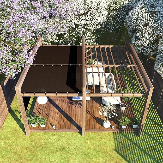 ColourTree 4' x 5' Brown Custom Size Shade Cloth with Grommets - 90% Sunblock, Durable Mesh Fabric Tarp for Dog Kennel Cover, Fence Privacy Screen, Greenhouse, Chicken Coop & Pet Playpen