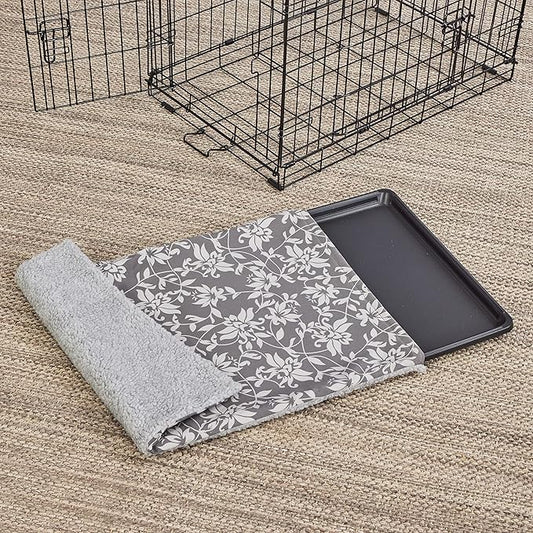 MidWest Homes for Pets Quiet Time Reversible Crate Pan Cover 30' Gray Floral/Fleece