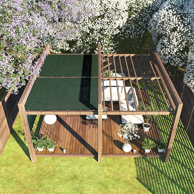 ColourTree 7' x 12' Green Custom Size Shade Cloth with Grommets - 90% Sunblock, Durable Mesh Fabric Tarp for Dog Kennel Cover, Fence Privacy Screen, Greenhouse, Chicken Coop & Pet Playpen