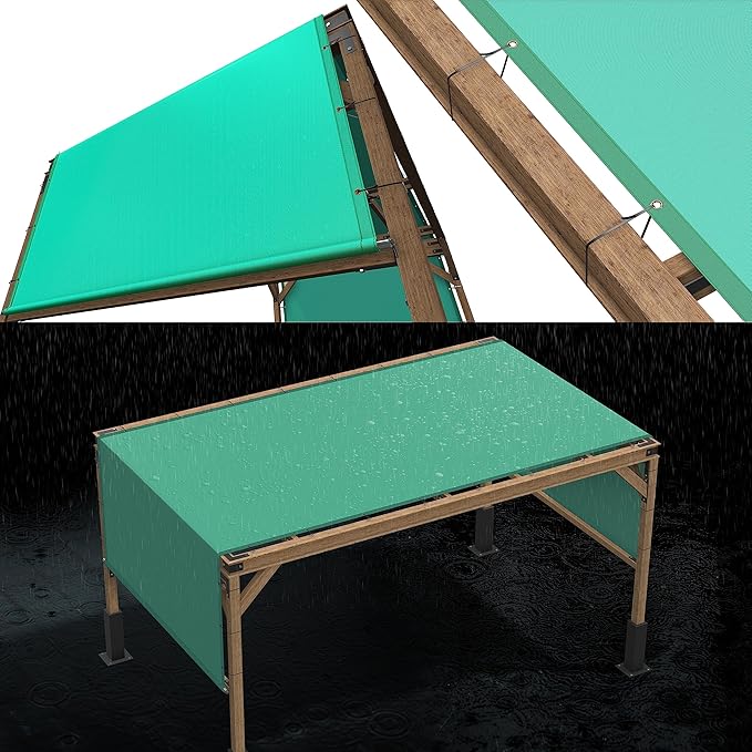 ColourTree 4' x 7' Turquoise Custom Size Waterproof Shade Cloth with Grommets - 90% Sunblock, Durable Mesh Fabric Tarp for Dog Kennel Cover, Fence Privacy Screen, Greenhouse, Coop & Pet Playpen