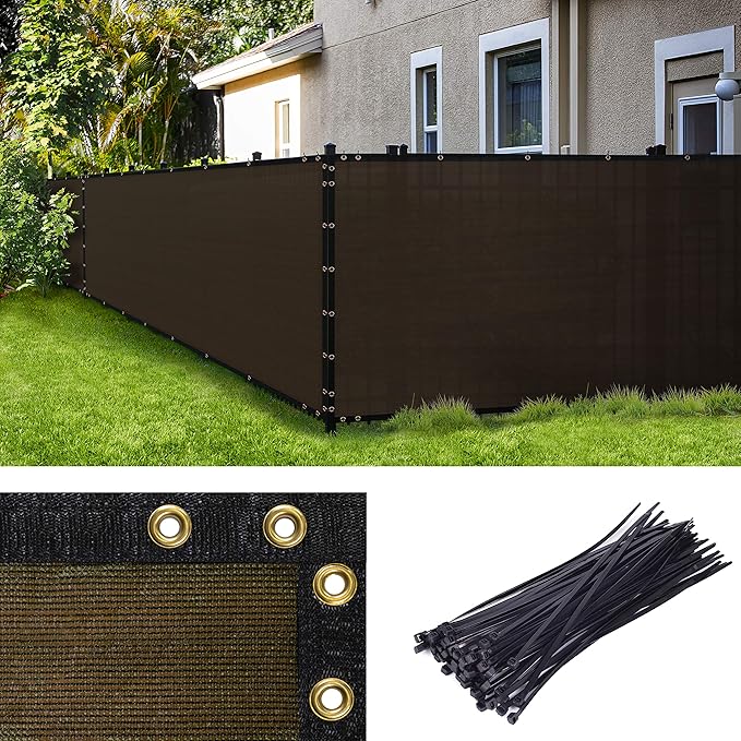 ColourTree 7' x 14' Brown Custom Size Shade Cloth with Grommets - 90% Sunblock, Durable Mesh Fabric Tarp for Dog Kennel Cover, Fence Privacy Screen, Greenhouse, Chicken Coop & Pet Playpen