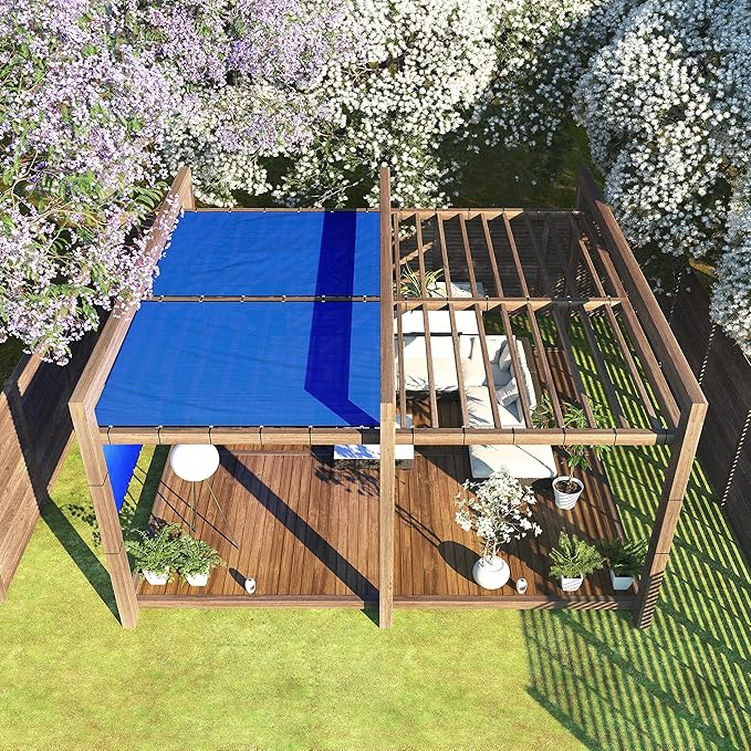 ColourTree 3' x 14' Blue Custom Size Shade Cloth with Grommets - 90% Sunblock, Durable Mesh Fabric Tarp for Dog Kennel Cover, Fence Privacy Screen, Greenhouse, Chicken Coop & Pet Playpen